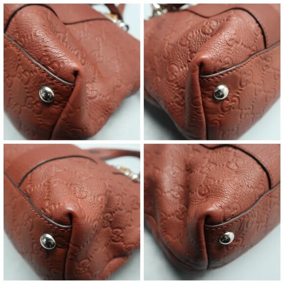 GUCCI Brick Red Leather Satchel 430-010325 - Picture 5 of 11